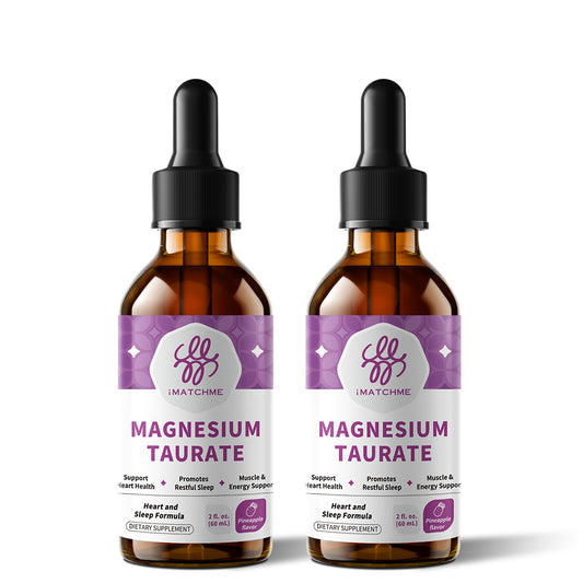 iMATCHME Magnesium Taurate Liquid Drops, Pineapple Flavor, (2 Pack) | Liquid Magnesium with Taurine, Vitamin B6 & Citrus Bergamot; Supports Heart, Muscle & Nerve Health; Vegan, Non-GMO