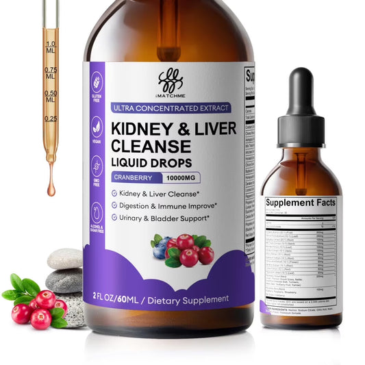 Kidney & Liver Cleanse Drops - 27-in-1 Kidney and Liver Cleanse Detox & Repair Drops - High Absorption Vegan Kidney Support Supplement - 2 oz