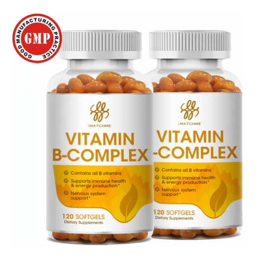 (2 PACK) iMATCHME Vitamin B Complex Capsule (B12, B1, B2, B3, B5, B6, B7, B9, Folic Acid & Biotin), Reduce Stress & Supports Energy, Immune & Nervous System Support, 240 Capsules
