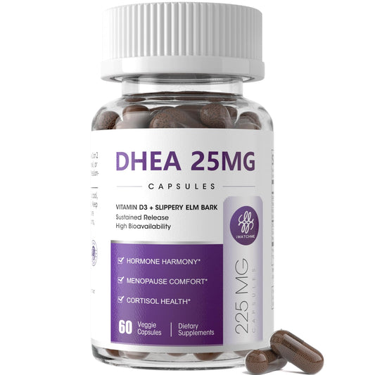 iMATCHME Women's DHEA 25mg with Vitamin D3 & Slippery Elm - Advanced Bead-In-Capsule for Hormone Balance, Energy & Healthy Aging (60 Vegan Caps)