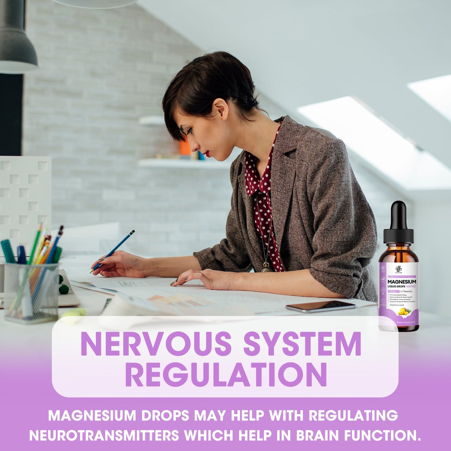 Magnesium Complex, Magnesium Glycinate, Oxide, Taurate and Citrate Liquid Drops for Bone, Heart, Muscle, Immune, Energy, Sleep & Digestion, High Absorption, Sugar-Free Pineapple Flavor, 2 Fl Oz