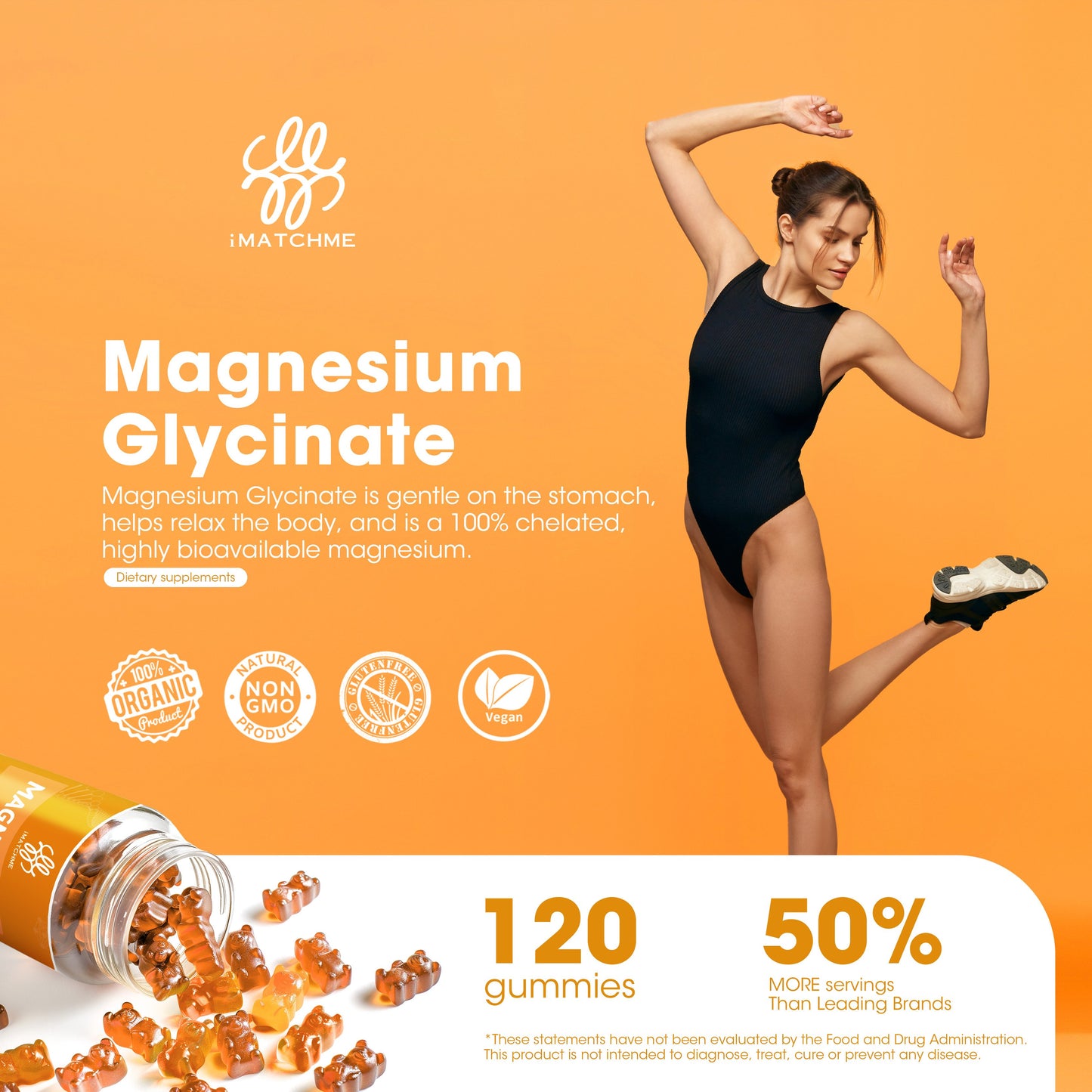 Magnesium Glycinate Gummies Sugar Free with Magnesium Malate, Vitamin D, B6, and CoQ10 for Calm Support & Sleep for Adults