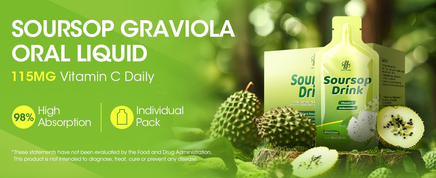 1800mg Soursop Graviola Extract - Soursop Bitters Liquid for Antioxidants, Immune Support, Digestive & Natural Energy Boost - Vegan & Gluten Free, Natural Flavor, 10 oz (10 Packs)