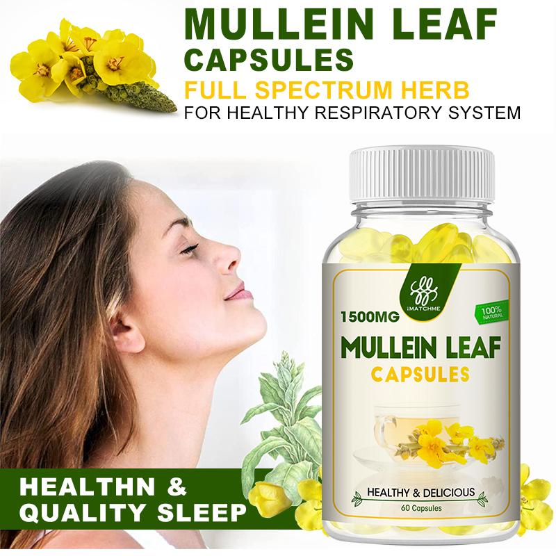 iMATCHME Mullein Leaf Capsules For Lung Cleansing & Detox clearance Respiratory Health Support Better sleep Vegetarian