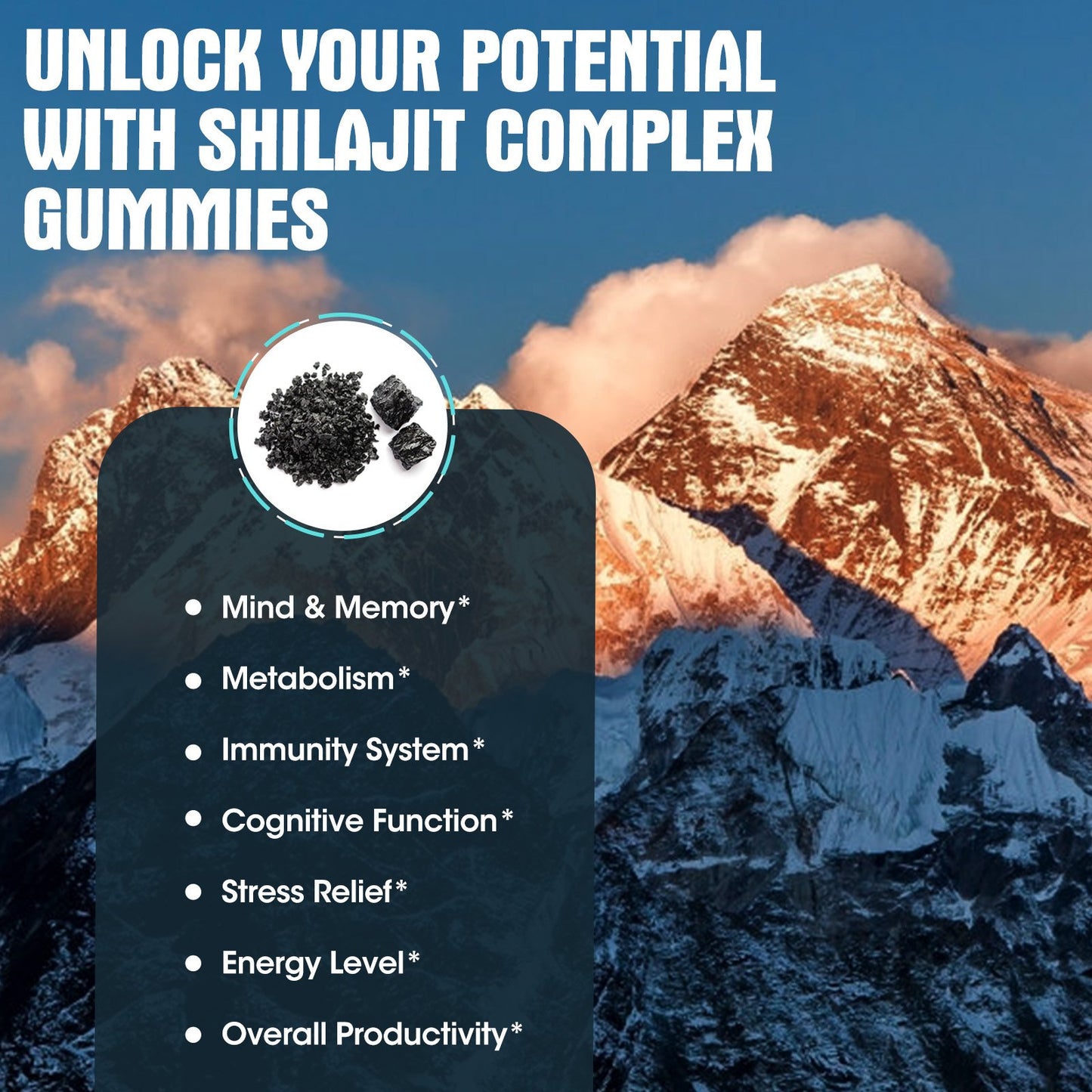Shilajit Complex Gummies 1400MG with Ashwagandha for Enhanced Energy and Immune Support, Shilajit for Men Energy Booster, Sugar-Free, Strawberry Flavor, 60 Count