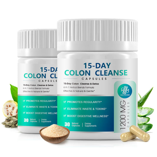 15 Day Colon Cleanse - 2 in 1 Colon & Gut Detox with Herbal Blends - Colon Broom, Constipation Relief, Gut Digestive Health & Bloating - Psyllium Husk, Senna Leaf - 30 Capsules