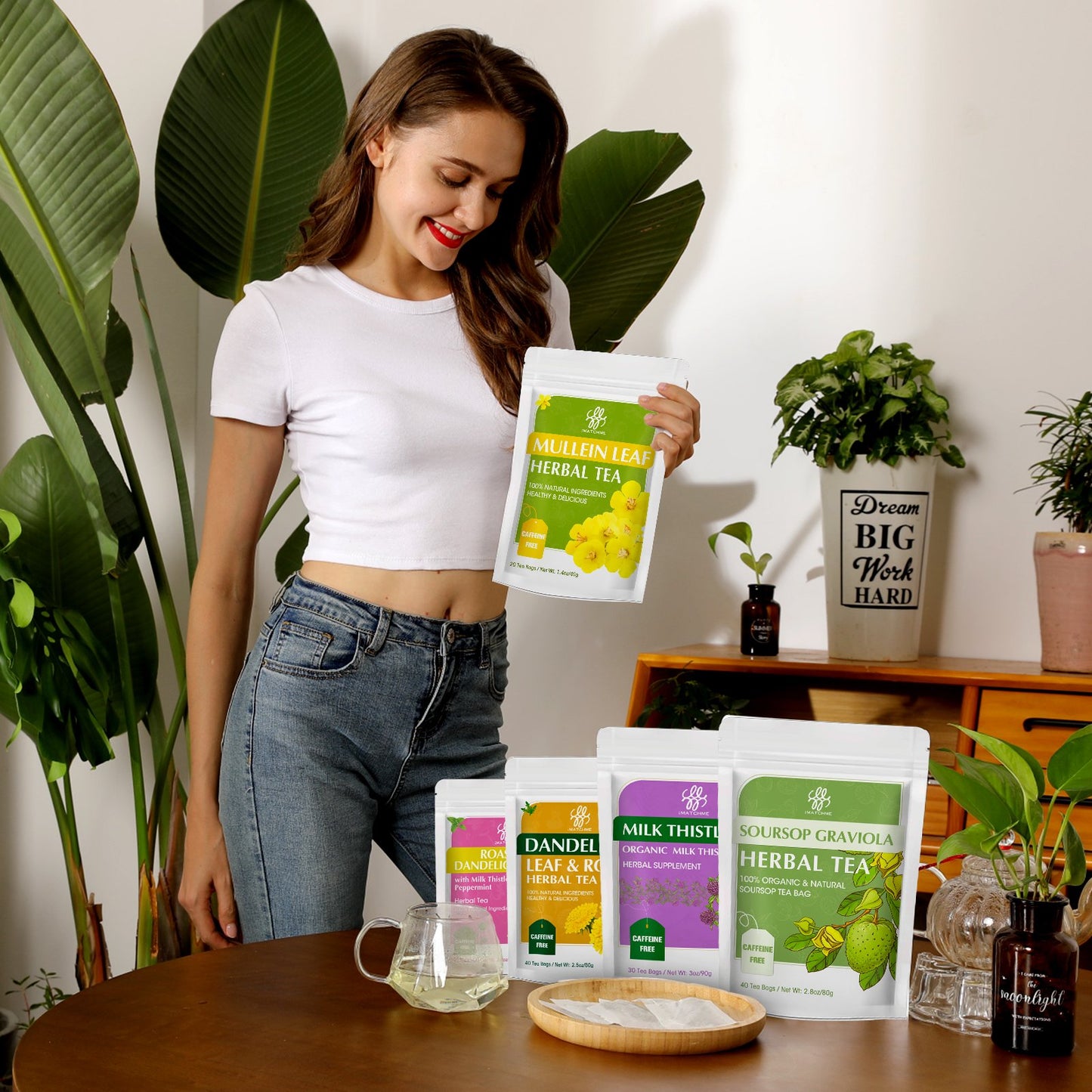 iMATCHME Mullein Tea for Lung Cleanse, Respiratory Support and Mucous Membranes, Natural Healthy Herbal Tea, No Caffeine, Non-GMO, 20 Tea Bags