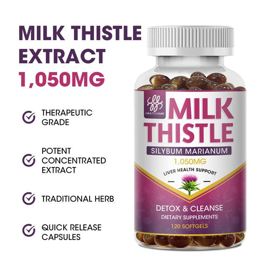 iMATCHME Milk Thistle Silymarin 4:1 Extract 1000mg for Liver Health Lower blood lipids and protect cardiovascular glutathione
