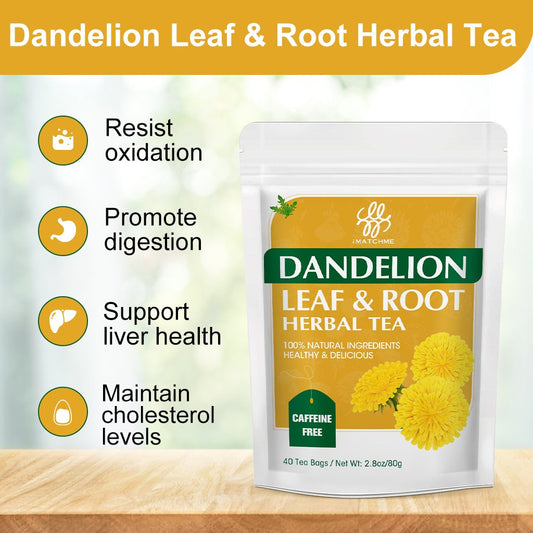 Dandelion Leaf & Root Tea, Digestion and Immune Support, Caffeine Free, 40 Bags/80g