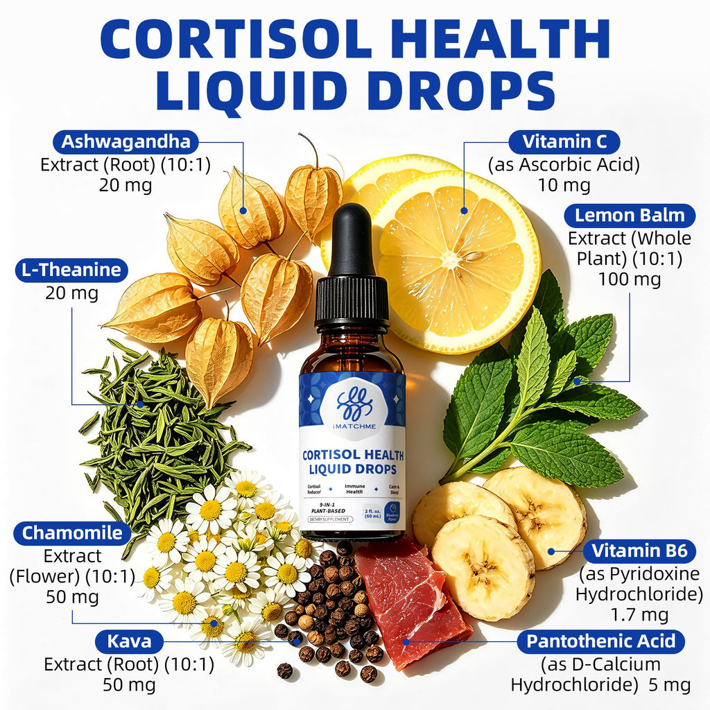 Cortisol Health Support Liquid Drops – Ashwagandha & L-Theanine Supplement, 2 fl oz