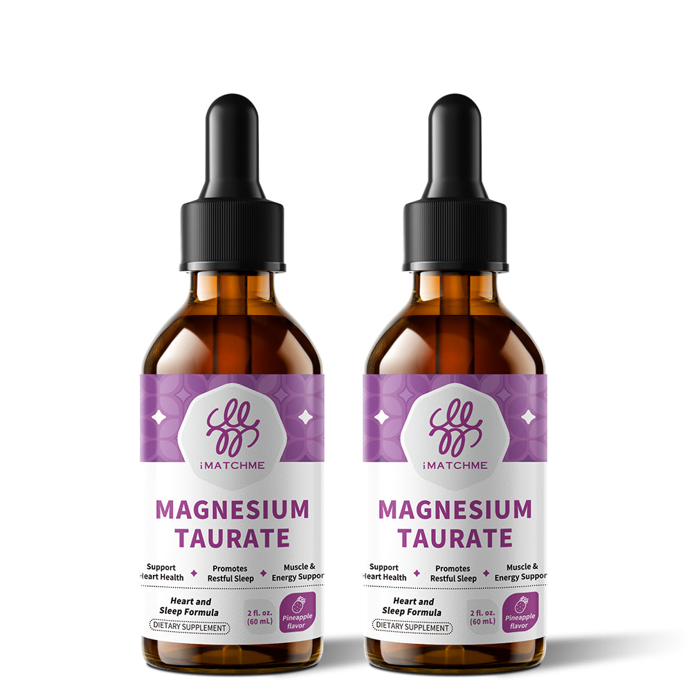 iMATCHME Magnesium Taurate Liquid Drops, Pineapple Flavor, (2 Pack) | Liquid Magnesium with Taurine, Vitamin B6 & Citrus Bergamot; Supports Heart, Muscle & Nerve Health; Vegan, Non-GMO
