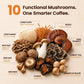 Mushroom Coffee Powder, 50 Servings | 10 Functional Mushrooms (Lion's Mane & Cordyceps) Arabica Blend; Supports Focus, Energy & Immunity; Low Caffeine, No Sugar
