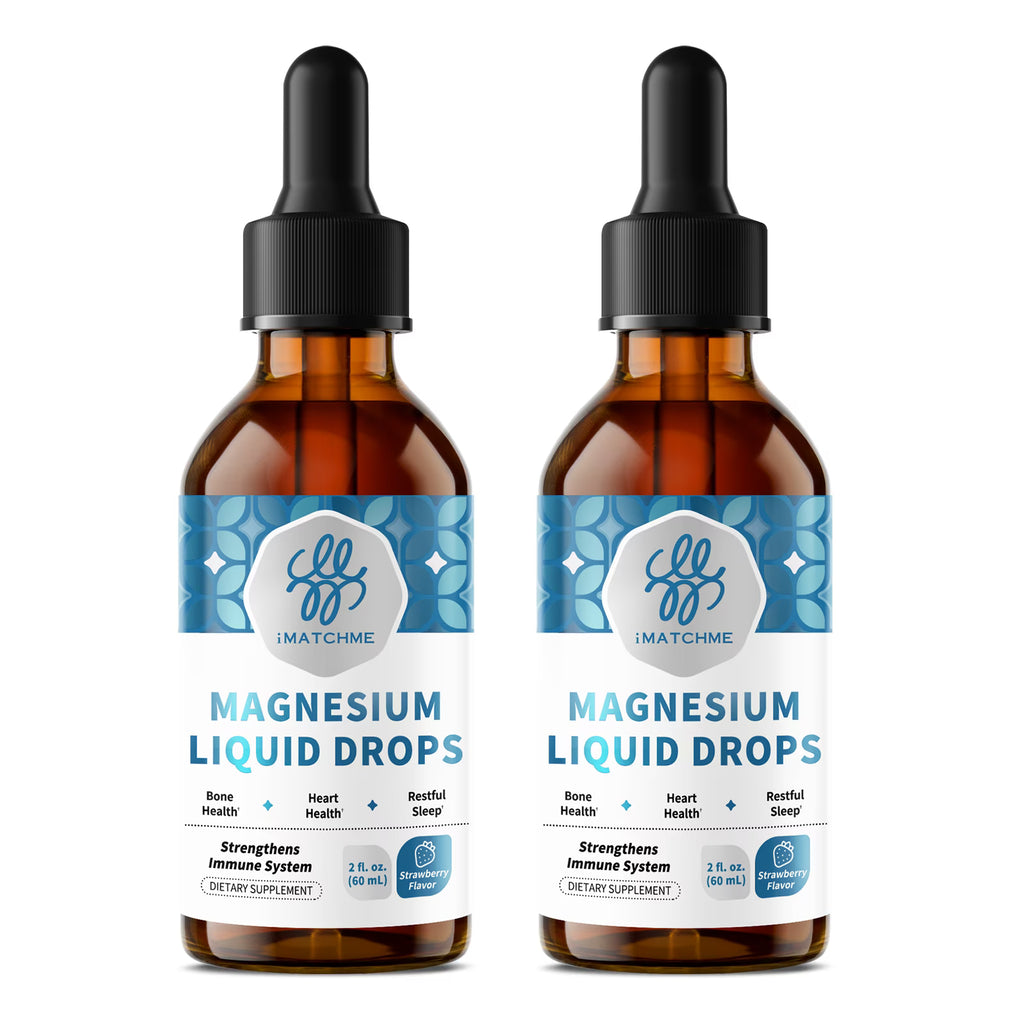 (2 Pack) Magnesium Liquid Drops with Potassium & Sea Moss, Strawberry Flavor, 4 fl oz Total