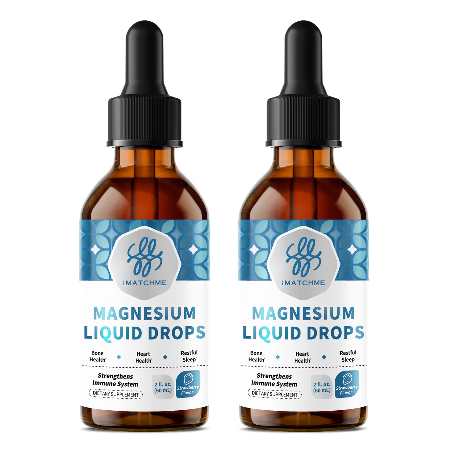(2 Pack) Magnesium Liquid Drops with Potassium & Sea Moss, Strawberry Flavor, 4 fl oz Total
