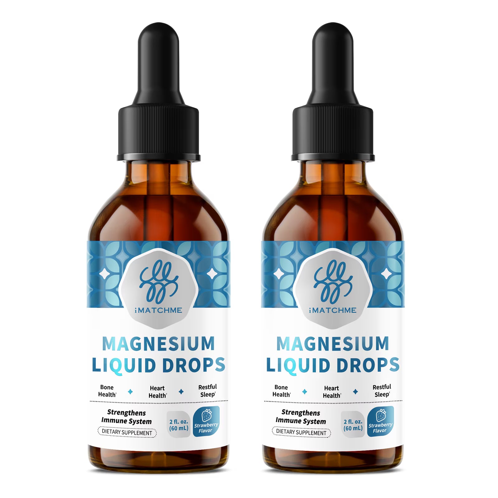 (2 Pack) Magnesium Liquid Drops with Potassium & Sea Moss, Strawberry Flavor, 4 fl oz Total