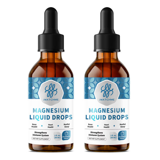 (2 Pack) Magnesium Liquid Drops with Potassium & Sea Moss, Strawberry Flavor, 4 fl oz Total