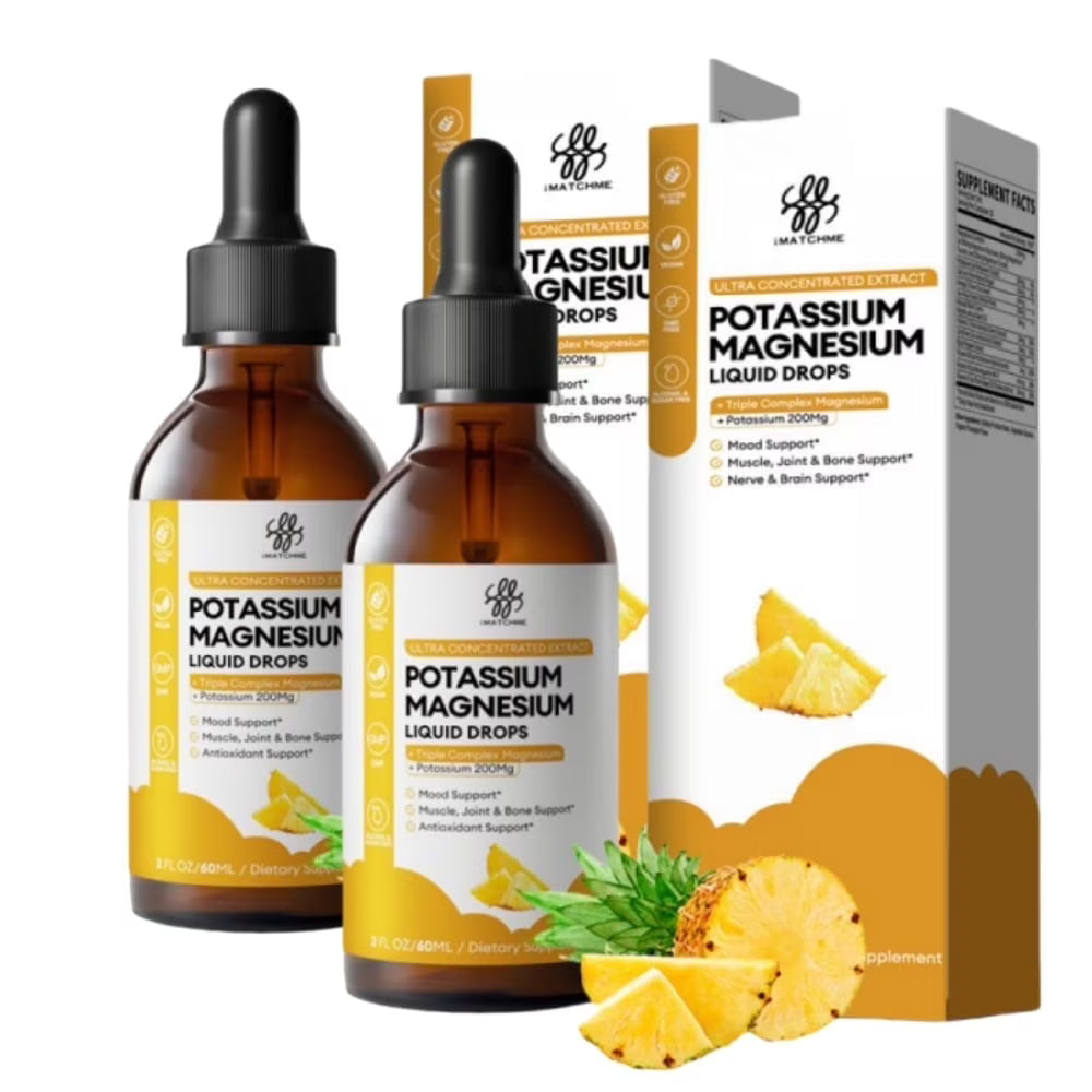 2 Packs Potassium Magnesium Supplement Liquid - High Absorption Magnes ...