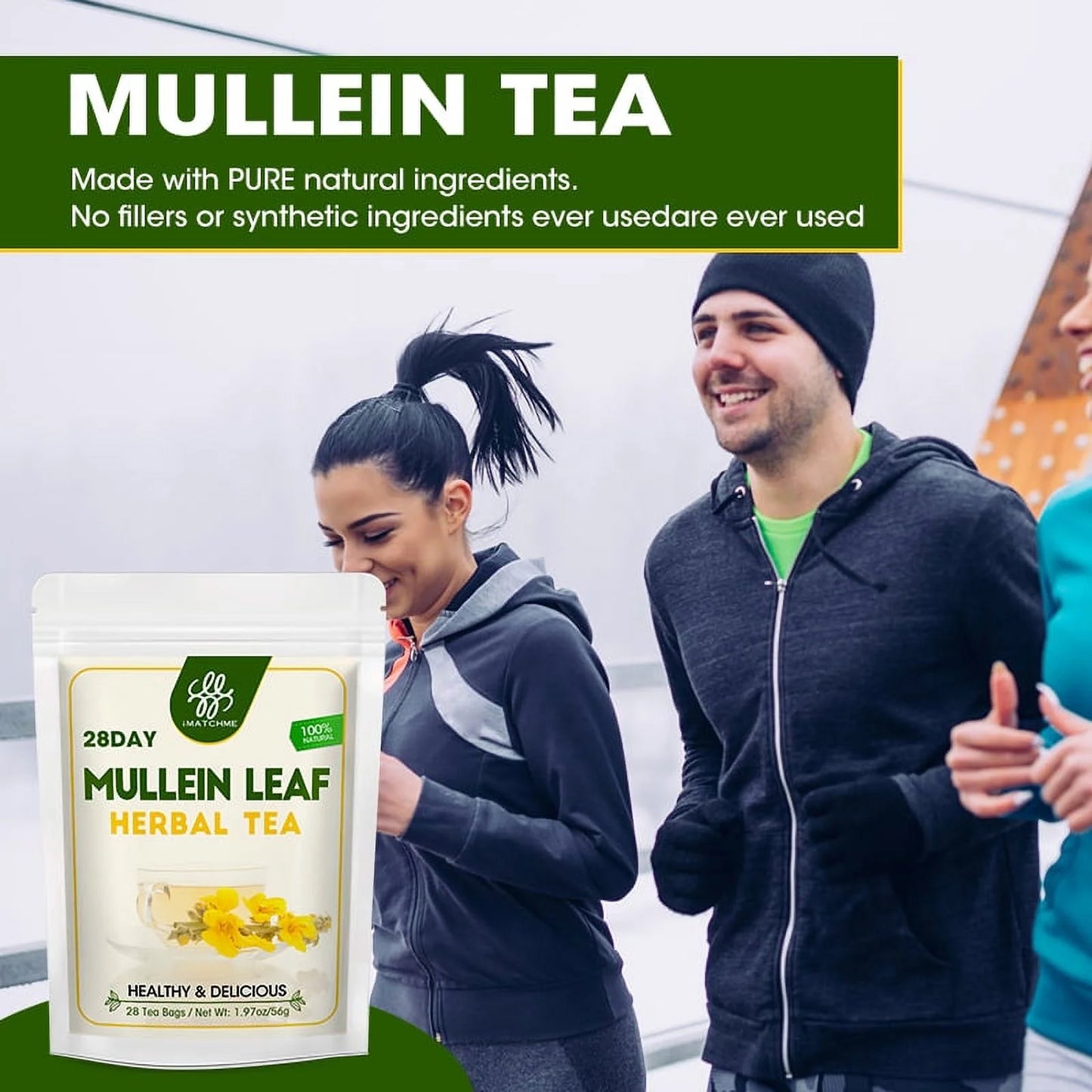 Mullein Leaf Herbal Tea for Respiratory Support, Natural Mullen Tea for Lung Cleanse, Detox and Immune Support - 28 Tea Bags - No Caffeine, Non-GMO
