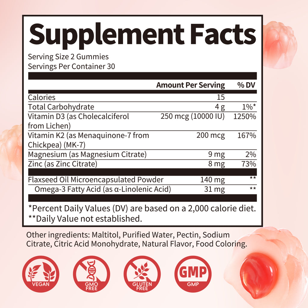 High Potency Vitamin D3 + K2 Gummies