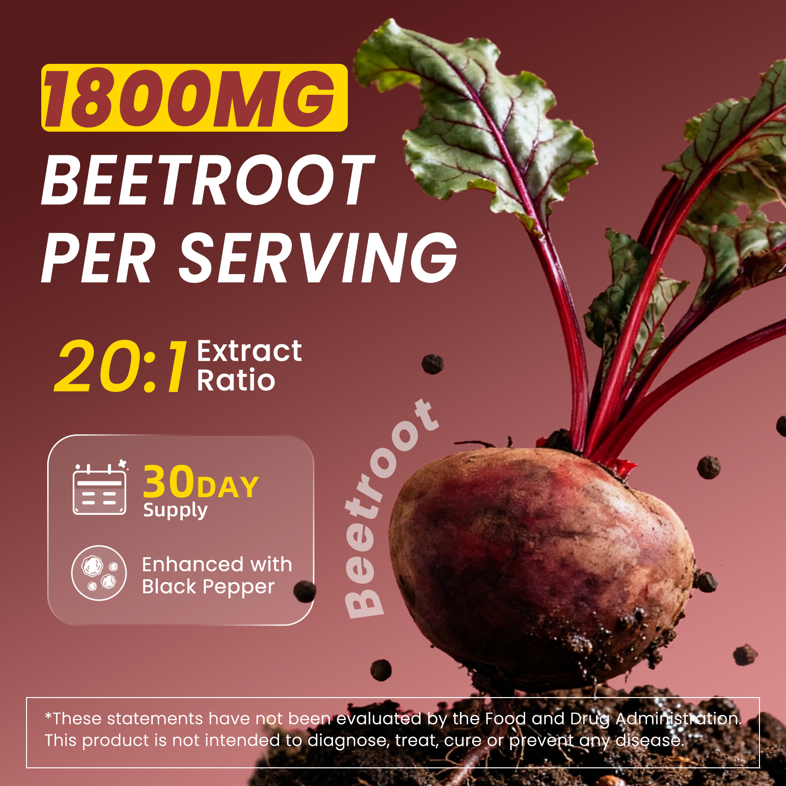 Organic Beet Root Capsules (1800mg)