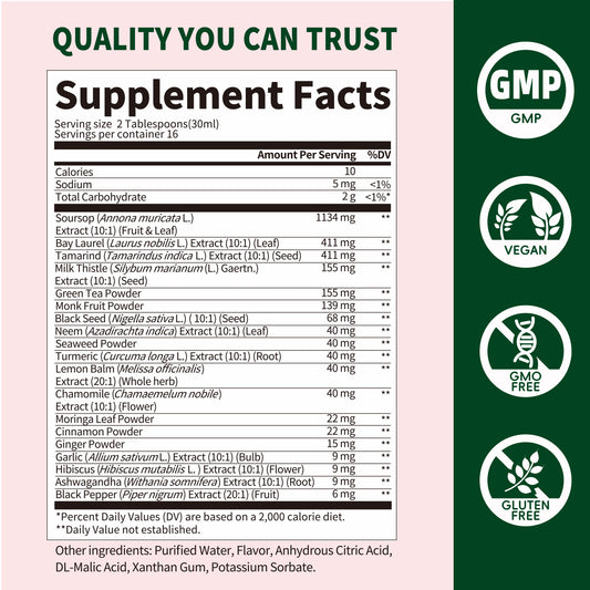 iMATCHME Premium Soursop Bitters Liquid Extract – 16 fl. oz (480ml/500ml) – Mixed Berry Flavor