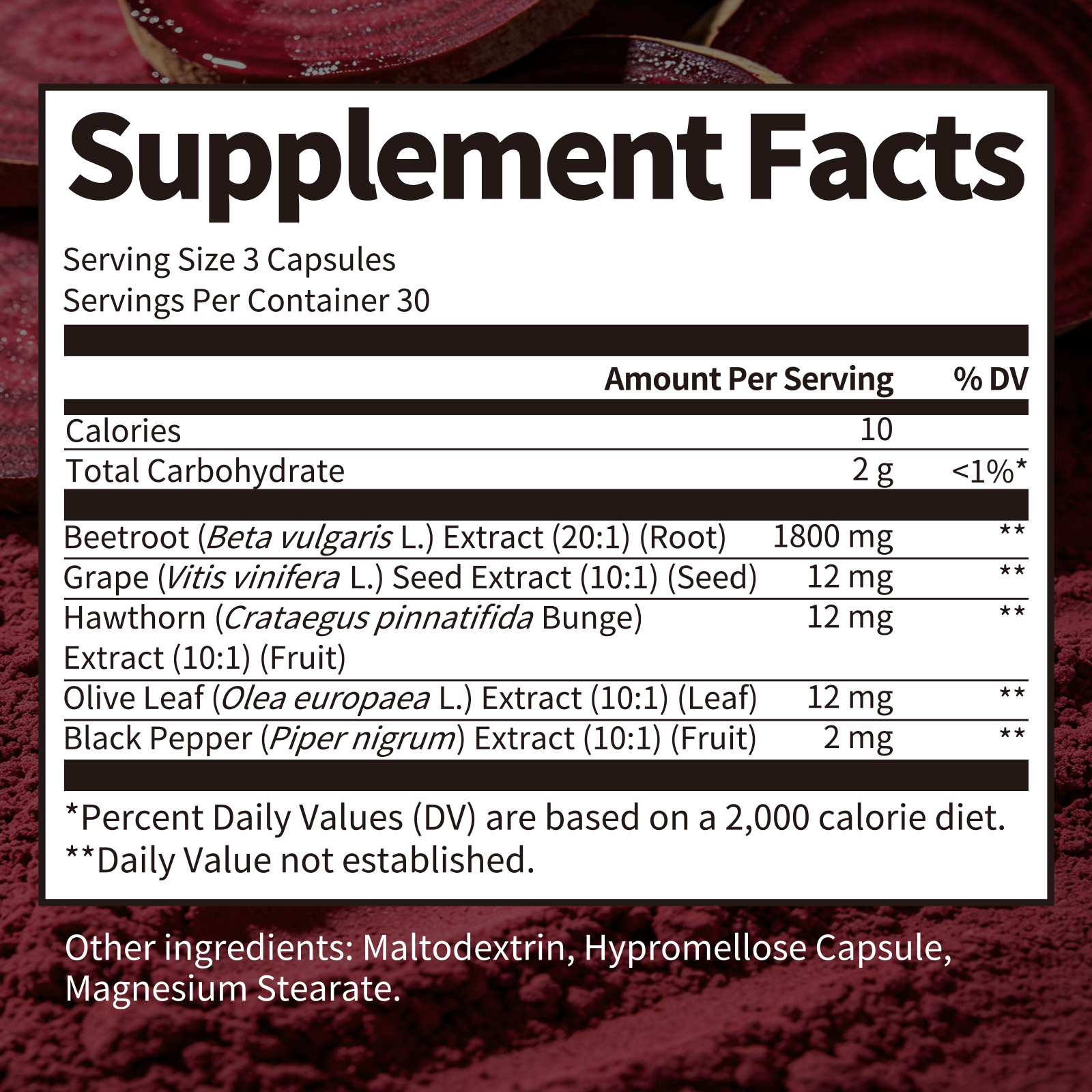 Organic Beet Root Capsules (1800mg)