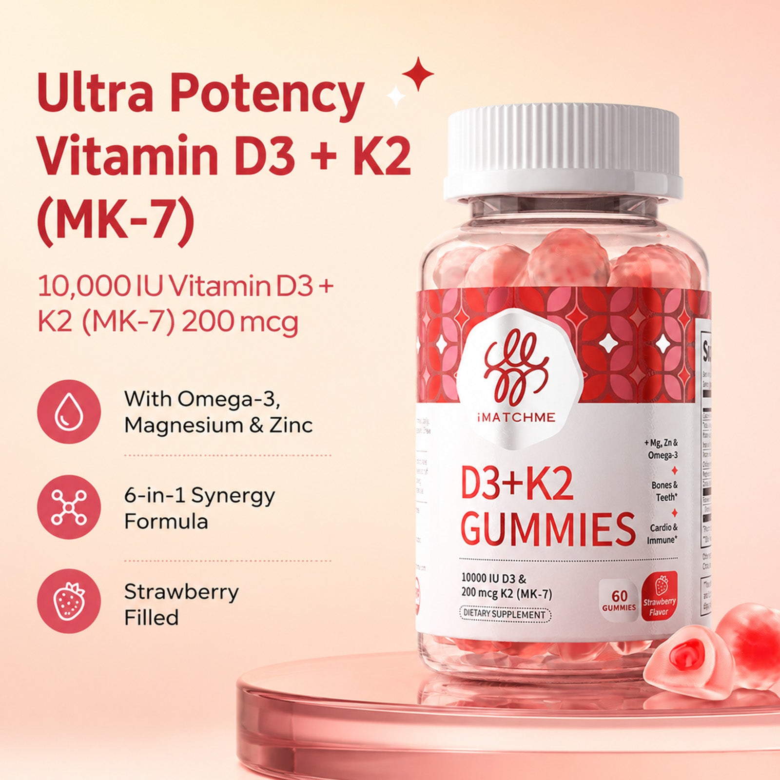 High Potency Vitamin D3 + K2 Gummies