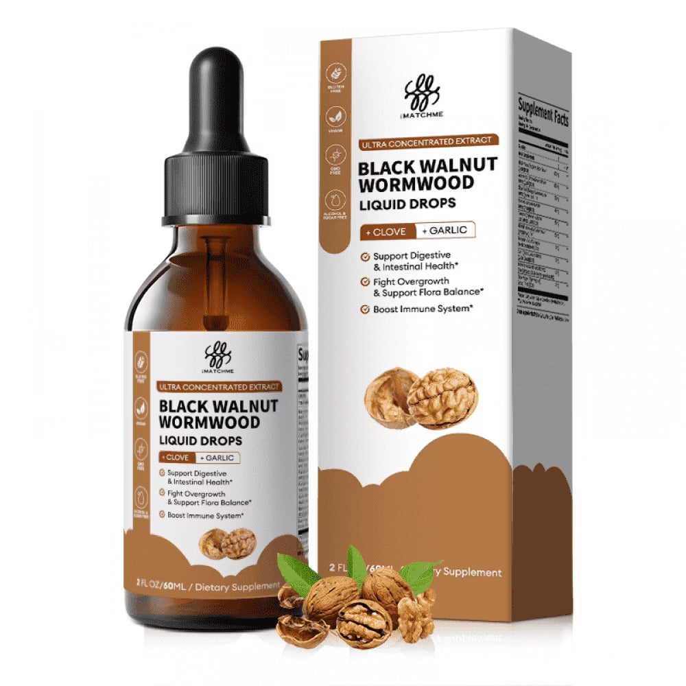 Black Walnut Wormwood Liquid Extract - Herbal Supplement for Digestive Health and Gut Support - Black Walnut Wormwood Tincture - Vegan & Sugar Free - 2 fl oz