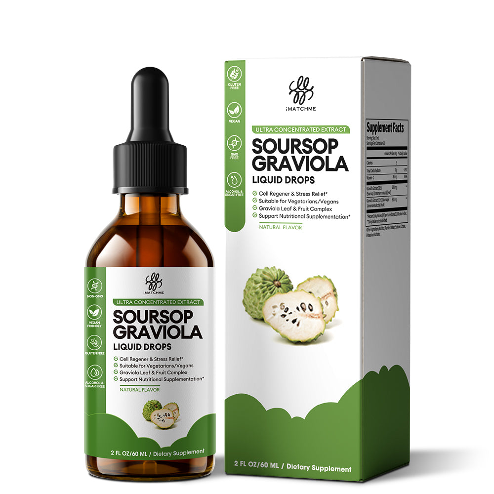 iMATCHME Soursop Liquid Drops - High Absorption Annona Muricata Extract for Immune Support & Gut Health - Vegan, Non-GMO, 2 Fl Oz