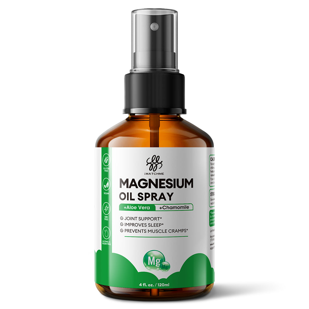 iMATCHME Magnesium Oil Spray for Sleep & Muscle Relief - Advanced Calm Formula with Aloe Vera & Chamomile (4oz)