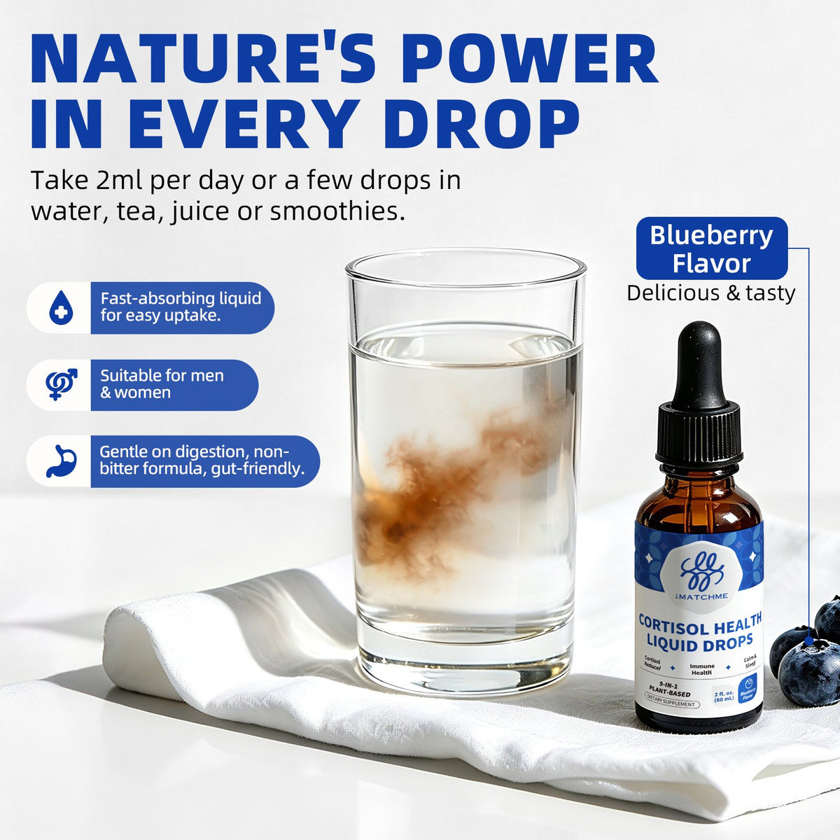 Cortisol Health Support Liquid Drops – Ashwagandha & L-Theanine Supplement, 2 fl oz
