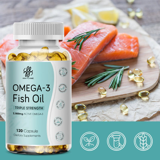 Omega-3 Fish Oil, with EPA & DHA Burpless Fish Oil Supplement, Promotes Brain & Heart Health, 120 Ct