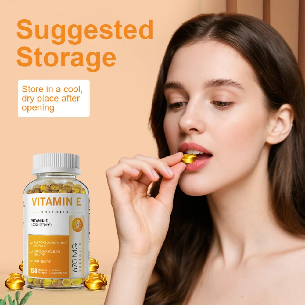 Vitamin E 1000 IU Softgels, Natural Antioxidant, Skin & Immune System Support - Naturally-Sourced Vitamin E - Gluten Free, Dairy Free - 120 Ct