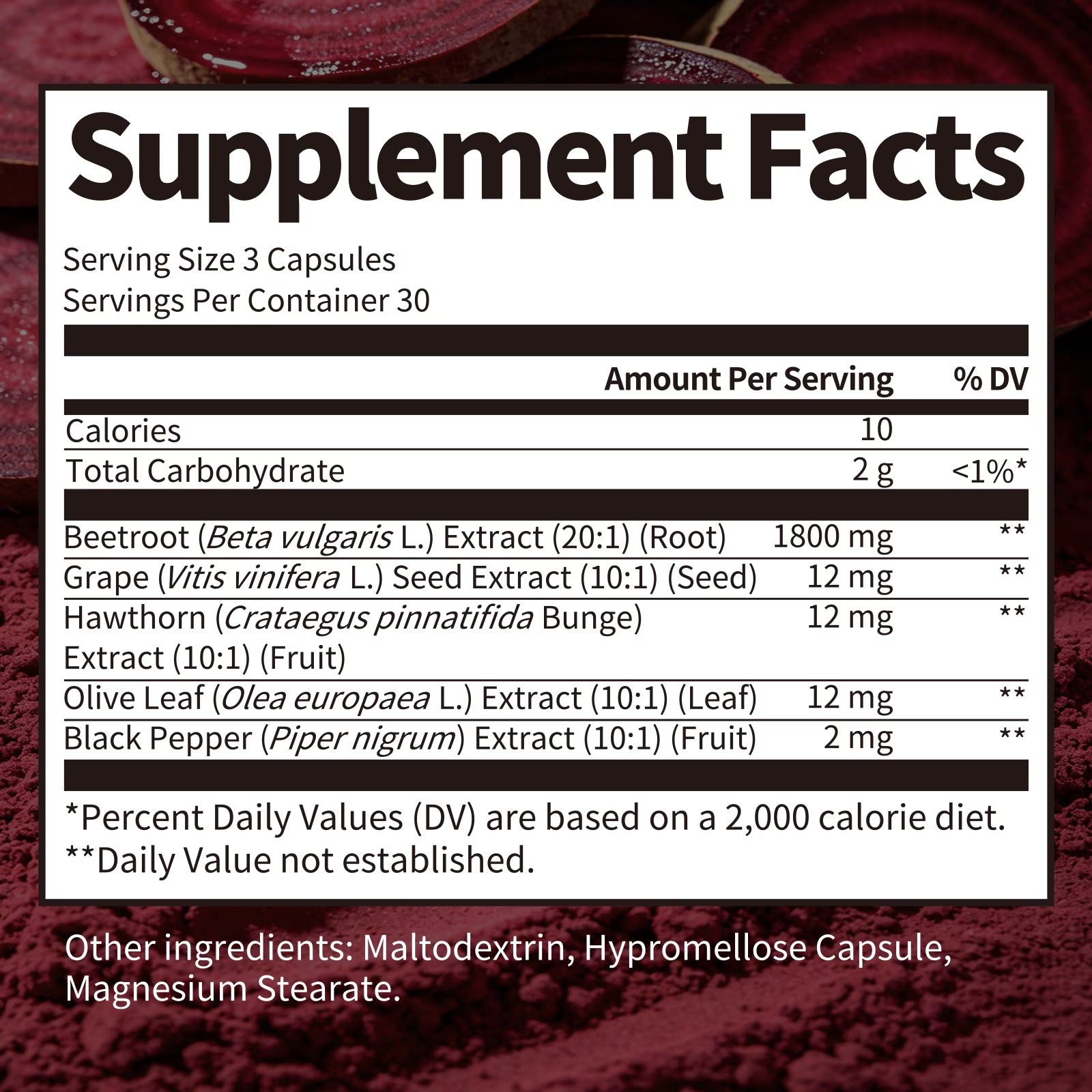 Organic Beet Root Capsules (1800mg)