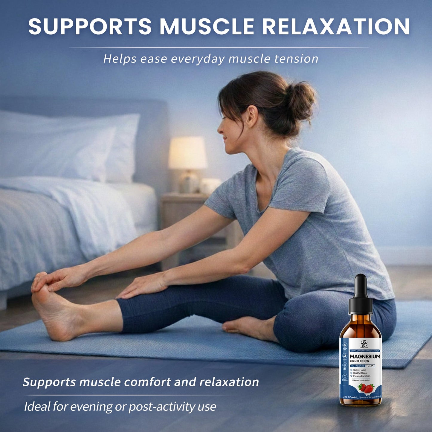 iMATCHME Liquid Magnesium Glycinate Drops - Triple Calm Formula with GABA & L-Theanine for Sleep, Stress Relief & Muscle Relaxation (Strawberry Flavor, 2oz)