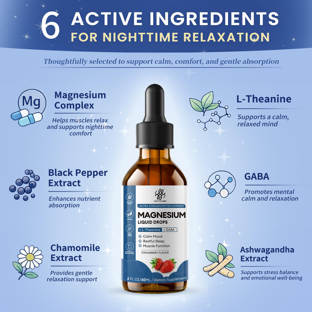 Liquid Magnesium Glycinate Drops (Strawberry)
