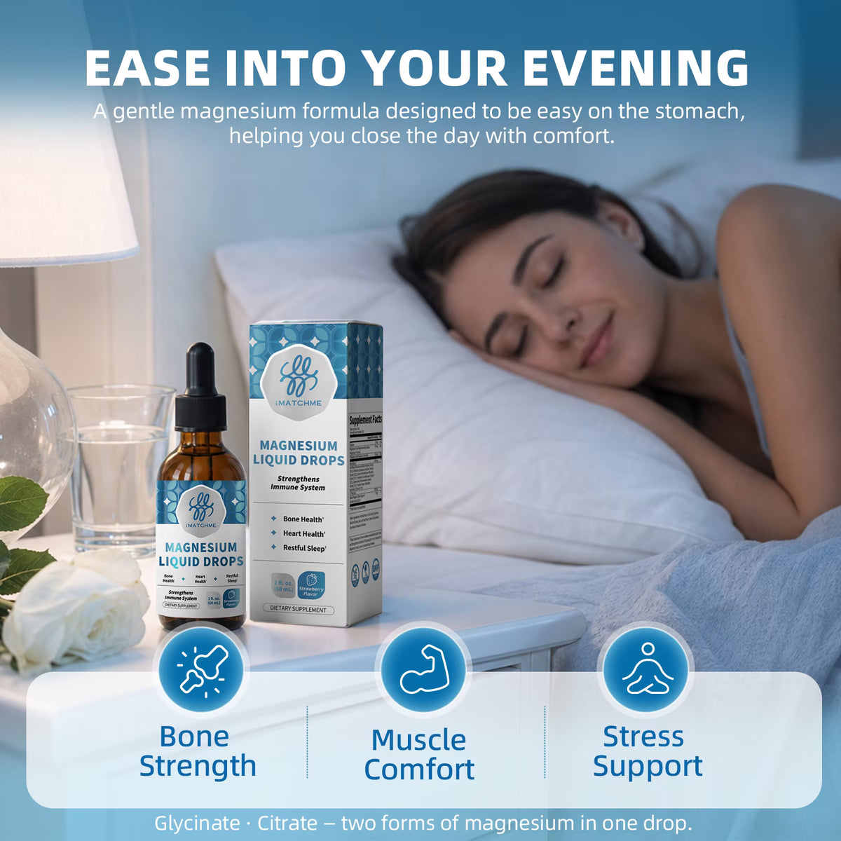 High Absorption Magnesium Liquid Drops with Potassium & Sea Moss, Sleep & Muscle Support, Strawberry Flavor, 2 fl oz