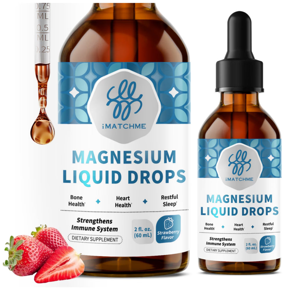 High Absorption Magnesium Liquid Drops with Potassium & Sea Moss, Sleep & Muscle Support, Strawberry Flavor, 2 fl oz