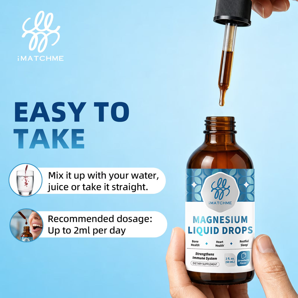 High Absorption Magnesium Liquid Drops with Potassium & Sea Moss, Sleep & Muscle Support, Strawberry Flavor, 2 fl oz