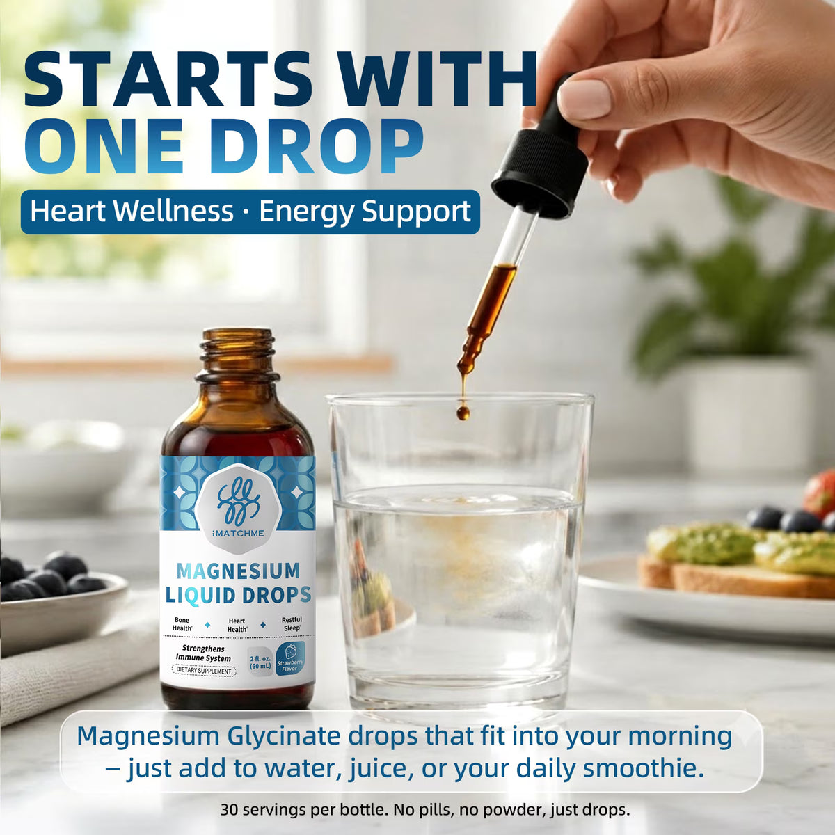 High Absorption Magnesium Liquid Drops with Potassium & Sea Moss, Sleep & Muscle Support, Strawberry Flavor, 2 fl oz
