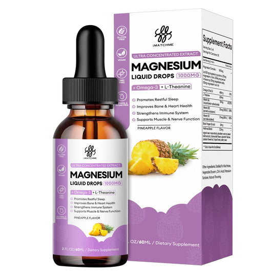 Magnesium Complex, Magnesium Glycinate, Oxide, Taurate and Citrate Liquid Drops for Bone, Heart, Muscle, Immune, Energy, Sleep & Digestion, High Absorption, Sugar-Free Pineapple Flavor, 2 Fl Oz
