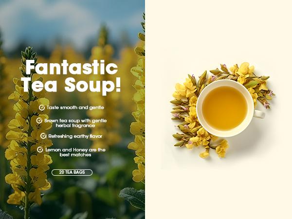 iMATCHME Mullein Tea for Lung Cleanse, Respiratory Support and Mucous Membranes, Natural Healthy Herbal Tea, No Caffeine, Non-GMO, 20 Tea Bags