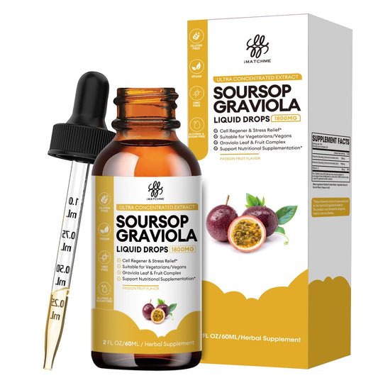 Premium Soursop Graviola for Digestion, Support Healthy Skin & Sleep, Soursop Extract Liquid Drop from Graviola Leaf and Fruit, Sugar/Caffeine/Gluten Free, Passion Fruit Flavor, 2 Fl Oz