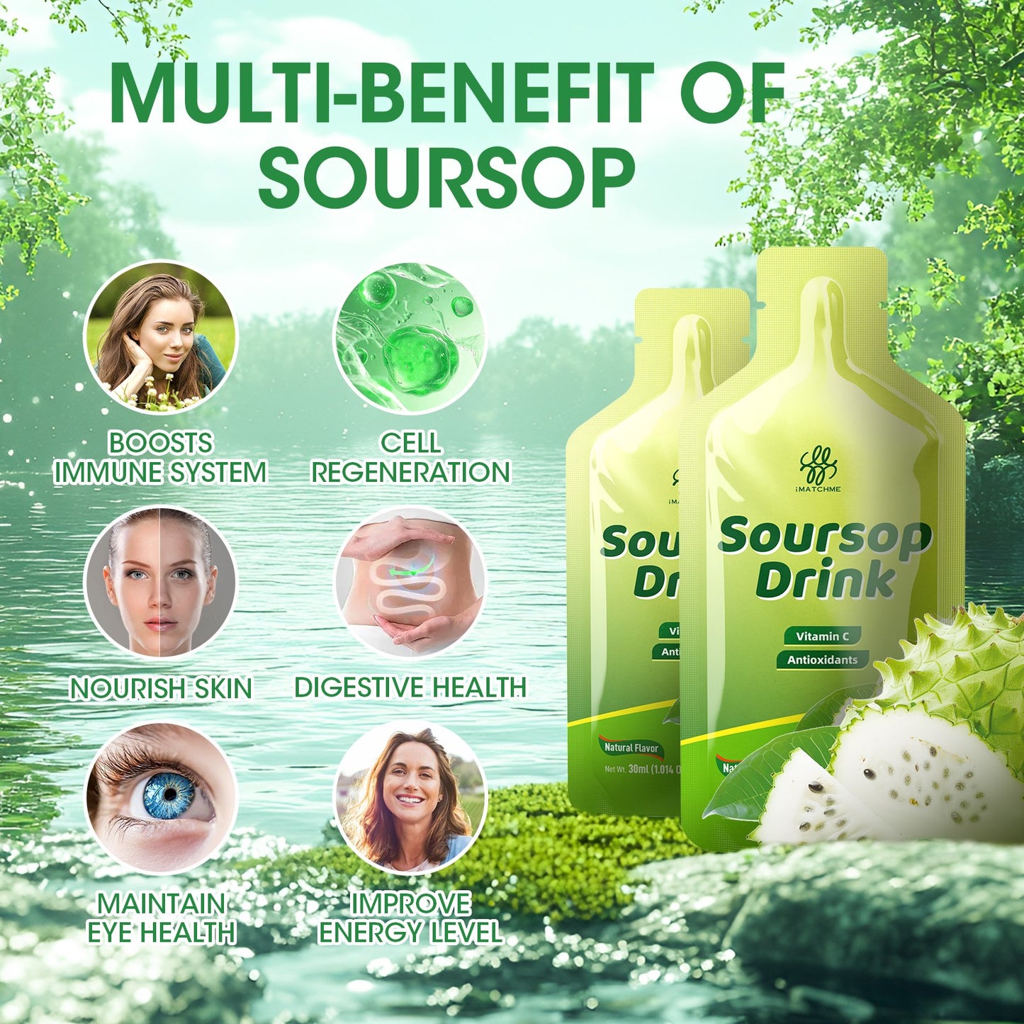 1800mg Soursop Graviola Extract - Soursop Bitters Liquid for Antioxidants, Immune Support, Digestive & Natural Energy Boost - Vegan & Gluten Free, Natural Flavor, 10 oz (10 Packs)