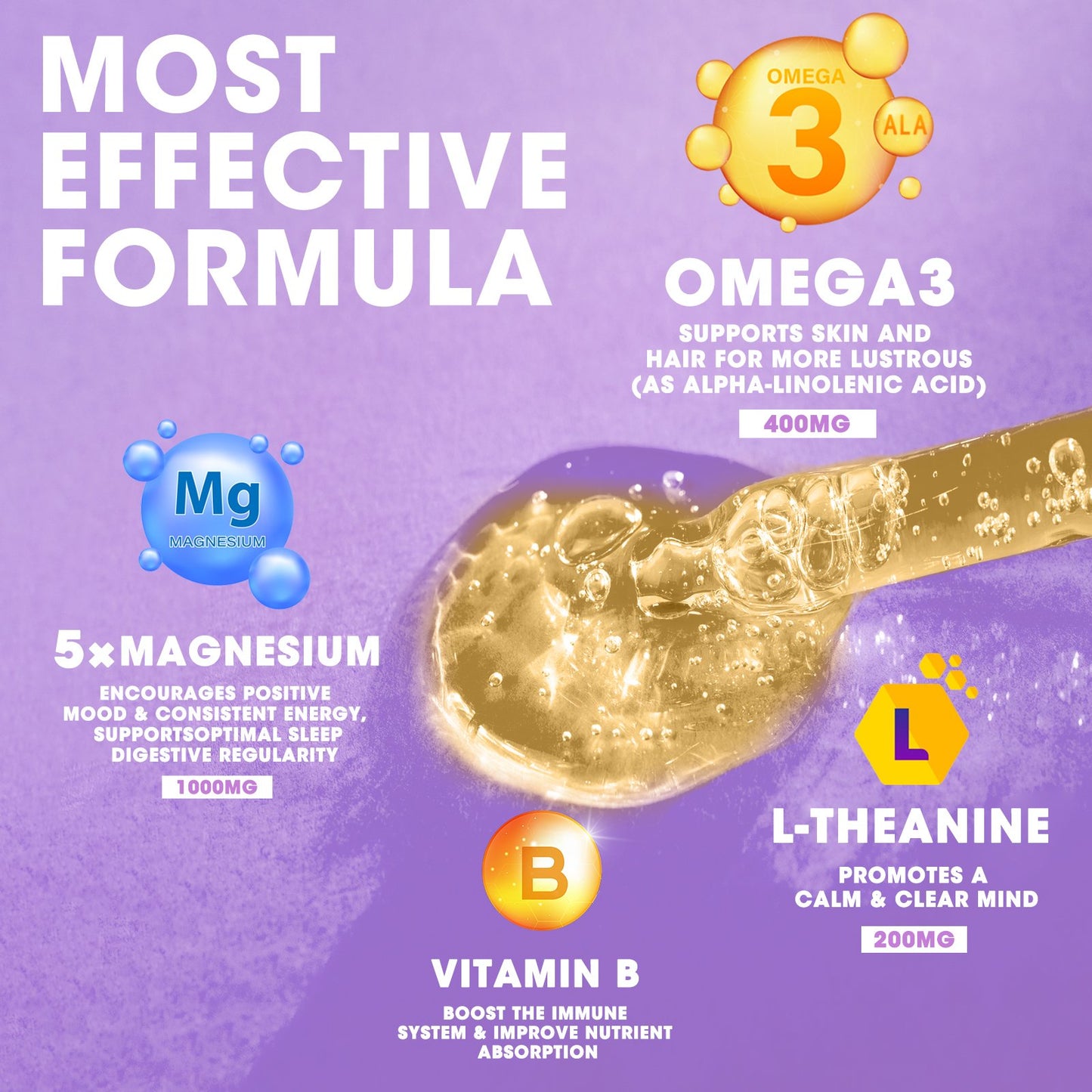 Magnesium Complex, Magnesium Glycinate, Oxide, Taurate and Citrate Liquid Drops for Bone, Heart, Muscle, Immune, Energy, Sleep & Digestion, High Absorption, Sugar-Free Pineapple Flavor, 2 Fl Oz