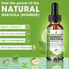 Soursop Liquid Drop for Cell Support & Regeneration, Immune Boost, Relax, Liver and Sleep, Soursop Bitters Liquid, Herbal Goodness, Sugar/Gluten Free, Natural Flavor, 2 Fl Oz