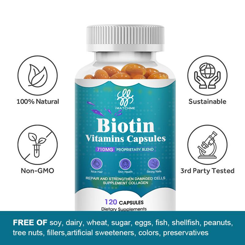 Biotin Capsules with Collagen and Vitamins for Hair Skin & Nails Care Growth Metabolism Support for Women and Men