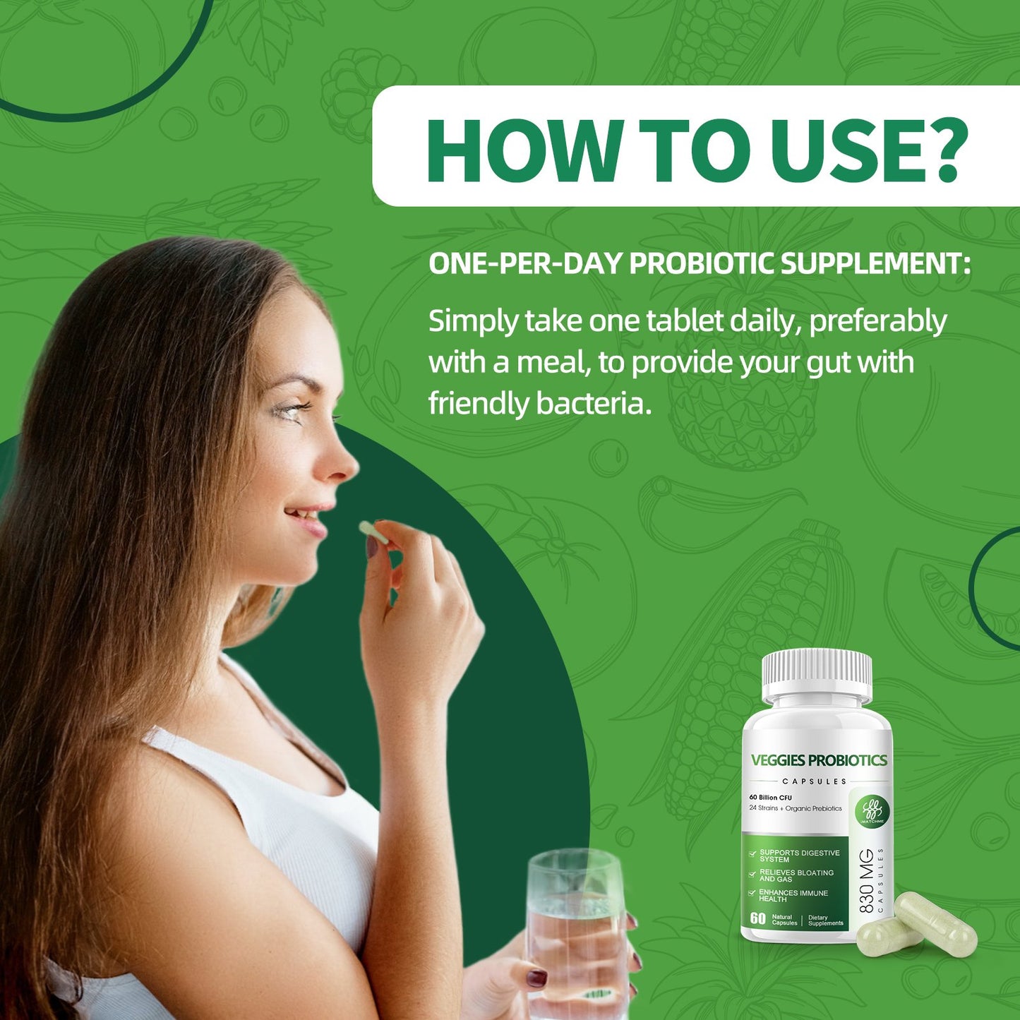 iMATCHME Probiotics Capsules 30 Billion CFU wih Enzyme Blend Support for Digestive,Gut,Immune &amp; Upper Respiratory Health Organic Prebiotics