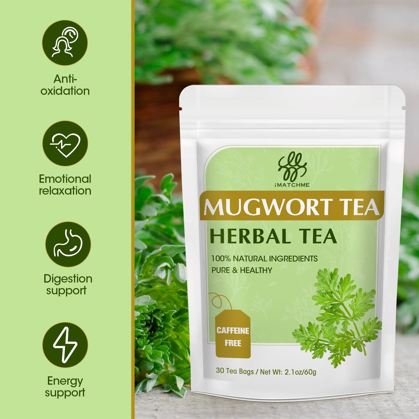 Mugwort Tea Bags -  Natural Artemisia Vulgaris Herb